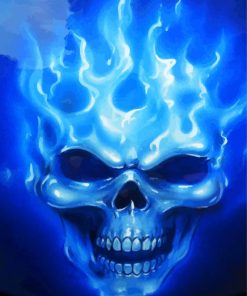 Fire Blue Skull Diamond Painting