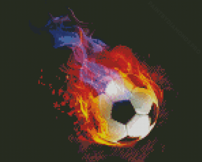 Flaming Soccer Ball Diamond Painting