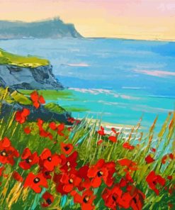 Flowers With Seascape Diamond Painting