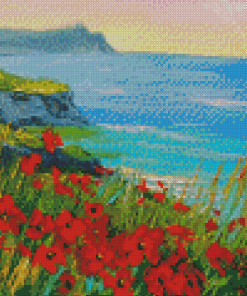 Flowers With Seascape Diamond Painting