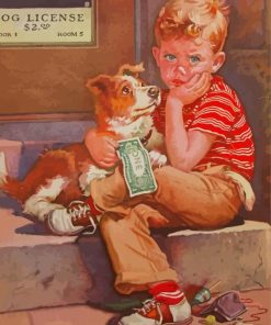 Frances Tipton Hunter Boy And Dog Diamond Painting