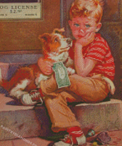 Frances Tipton Hunter Boy And Dog Diamond Painting