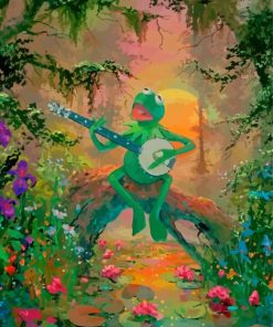 Frog With Guitar In Garden Diamond Painting