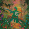 Frog With Guitar In Garden Diamond Painting