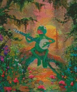 Frog With Guitar In Garden Diamond Painting