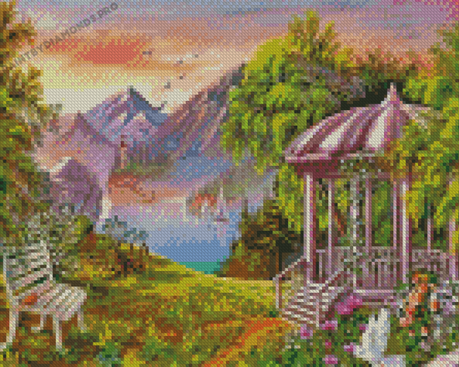 Gazebo By The Lake Diamond Painting