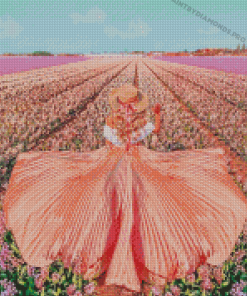 Girl In Flowers Field Diamond Paintings