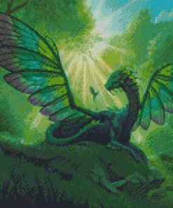 Green Dragon With Fairy Diamond Painting