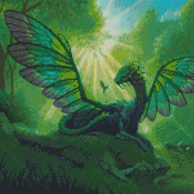 Green Dragon With Fairy Diamond Painting