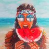 Happy Girl With Watermelon Diamond Painting