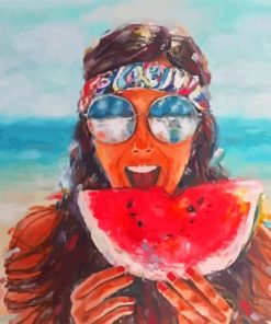 Happy Girl With Watermelon Diamond Painting