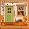 Illustration Halloween Lantern On Porch Diamond Painting