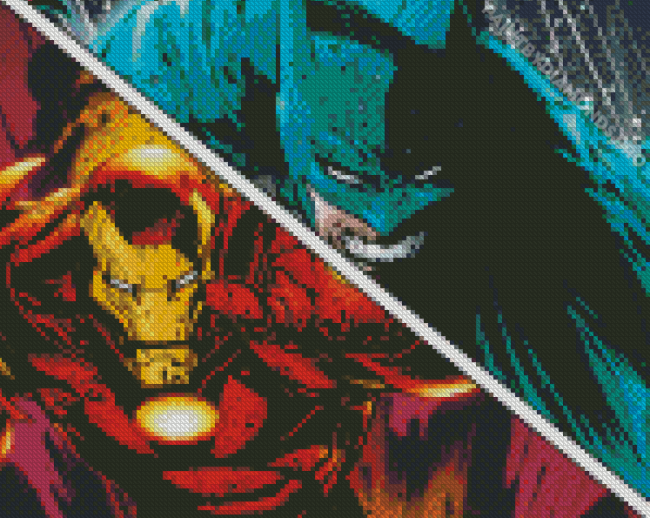 Ironman And Batman Cartoon art Diamond Paintings