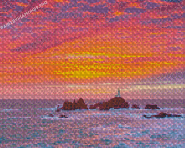 Jersey Channel Islands Sunset Seascape Diamond Painting