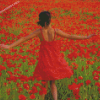 Lady In Poppy Field Diamond Painting