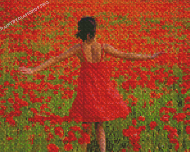 Lady In Poppy Field Diamond Painting