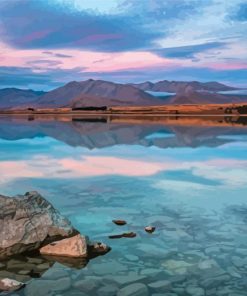 Lake Tekapo Pink Sunset Diamond Painting