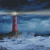 Lighthouse In A Storm Diamond Painting