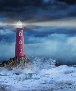 Lighthouse In A Storm Diamond Painting