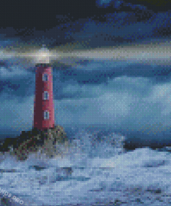 Lighthouse In A Storm Diamond Painting