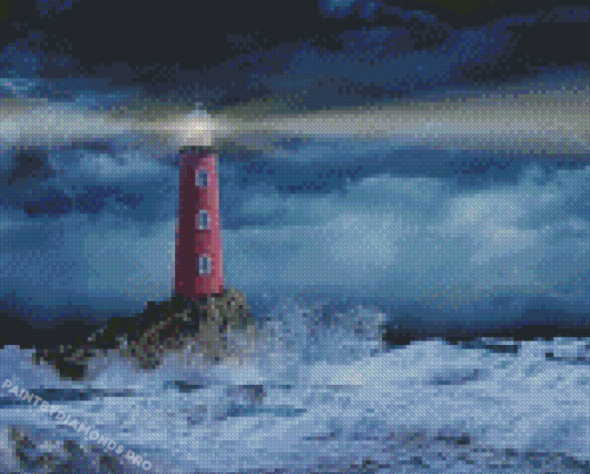 Lighthouse In A Storm Diamond Painting