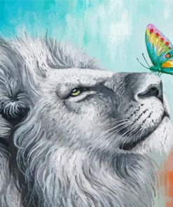 Lion With Butterfly Diamond Paintings