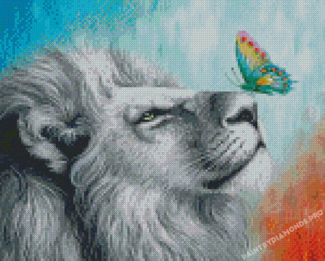 Lion With Butterfly Diamond Paintings