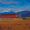 Montana Mountains With Barn Diamond Painting