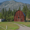 Montana Mountains With Barn Diamond Painting