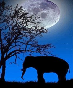 Night Elephant Moon Diamond Painting