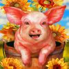 Pig With Sunflowers Diamond Painting