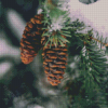 Pinecone In Snowy Tree Diamond Painting