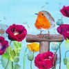 Poppies With Robin Diamond Painting