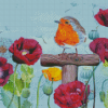 Poppies With Robin Diamond Painting