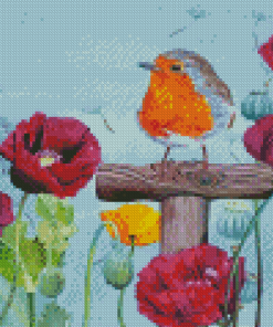 Poppies With Robin Diamond Painting