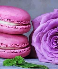 Purple Rose And Macarons Diamond Paintings