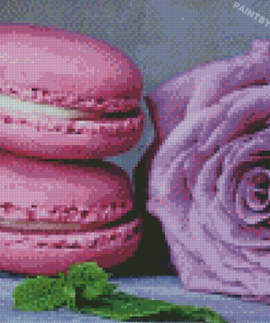 Purple Rose And Macarons Diamond Paintings