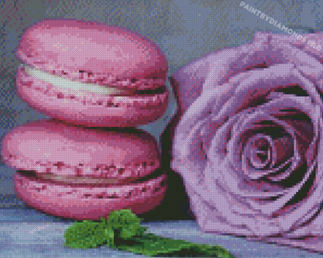 Purple Rose And Macarons Diamond Paintings