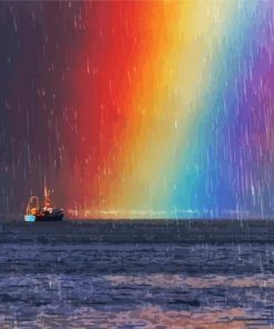 Rainbow Rain In Beach Diamond Painting