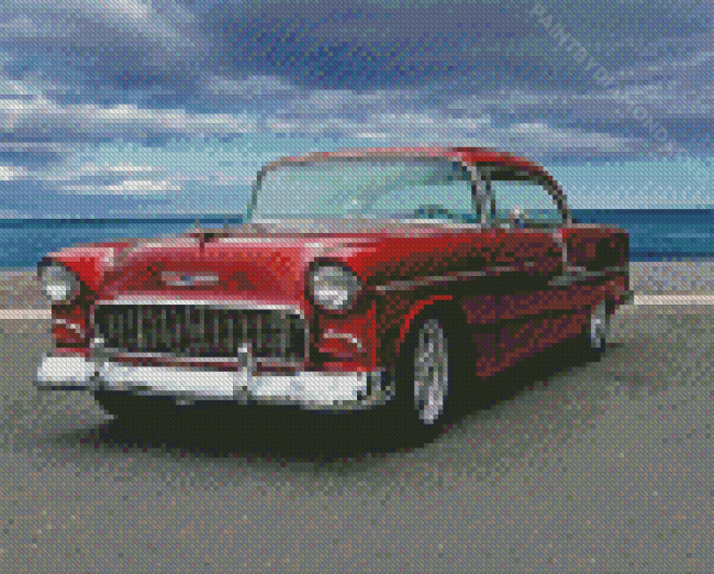 Red 55 Chevy Classic Car Diamond Painting