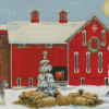 Red Barn In Winter Diamond Painting