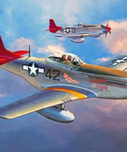 Red Tails Planes Diamond Paintings