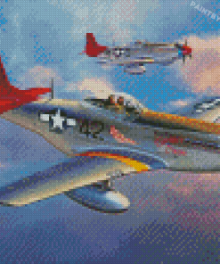 Red Tails Planes Diamond Paintings