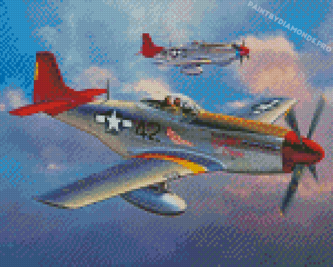 Red Tails Planes Diamond Paintings