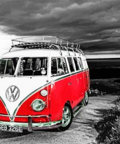 Red V Camper Van Diamond Painting