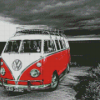 Red V Camper Van Diamond Painting