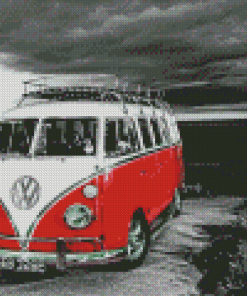 Red V Camper Van Diamond Painting