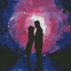 Romantic Couple Purple Silhouette -Diamond Painting