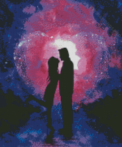 Romantic Couple Purple Silhouette -Diamond Painting