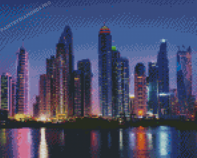 Skyline Dubai At Night Diamond Painting